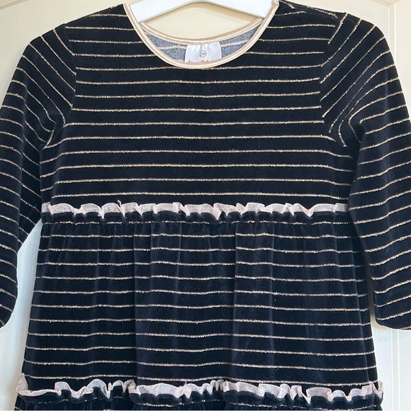 Sz8 Hanna Andersson Striped Lurex Velour Dress - Picture 3 of 7